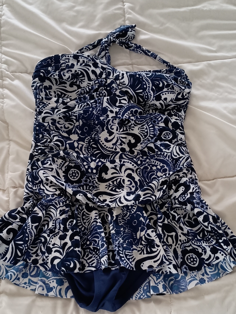Chaps Navy & White Floral Swim Dress